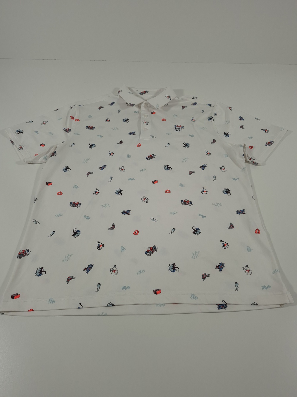 Under Armour Polo Shirt AOP Mens XL White Graphic Golf Performance Stretch